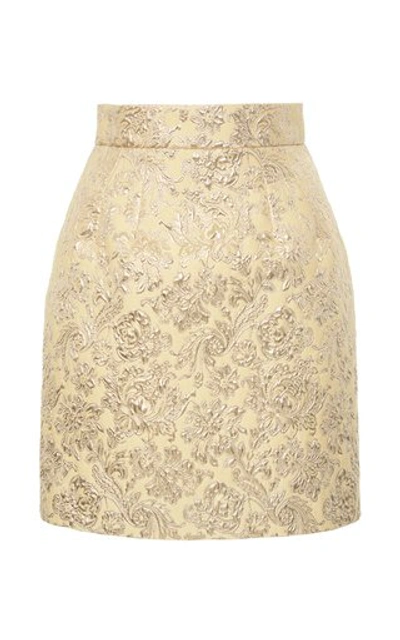 Shop Dolce & Gabbana Women's Metallic Floral Brocade Mini Skirt In Gold