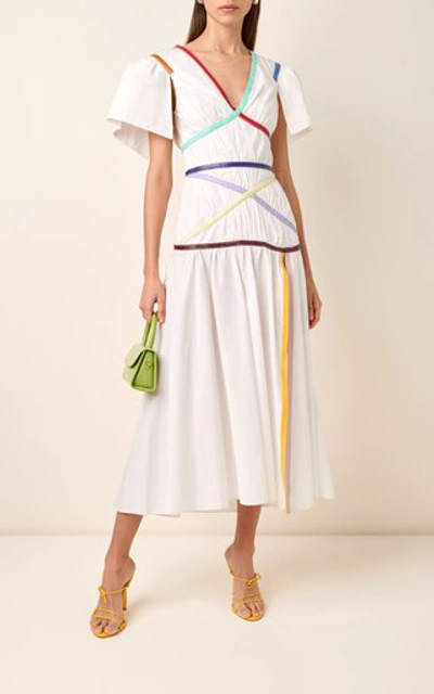 Shop Rosie Assoulin Criss Cross Applesauce Cotton Midi Dress In White