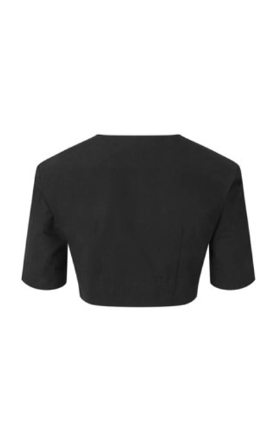 Shop Matthew Bruch Women's Cropped Cotton Twill Apron Top In Black