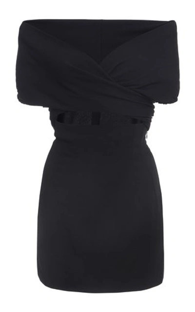 Shop Dolce & Gabbana Off-the-shoulder Stretch-jersey Mini Dress In Black