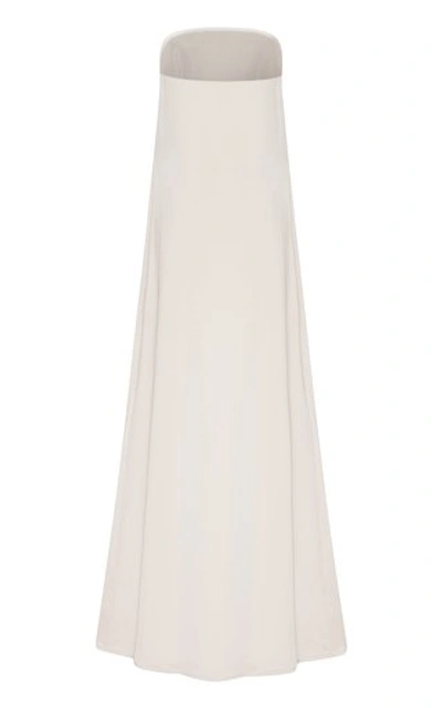 Shop Anna Quan Delfina Strapless Crepe Maxi Dress In White