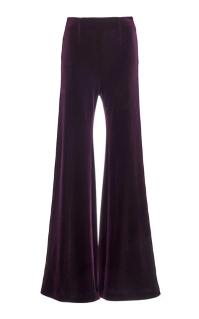 Shop Galvan Winter Sun Velvet Wide-leg Trousers In Purple