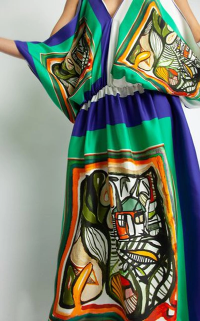 Shop Christopher Esber Bandana Scarf Silk Kaftan Dress In Multi