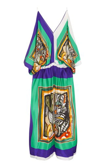 Shop Christopher Esber Bandana Scarf Silk Kaftan Dress In Multi