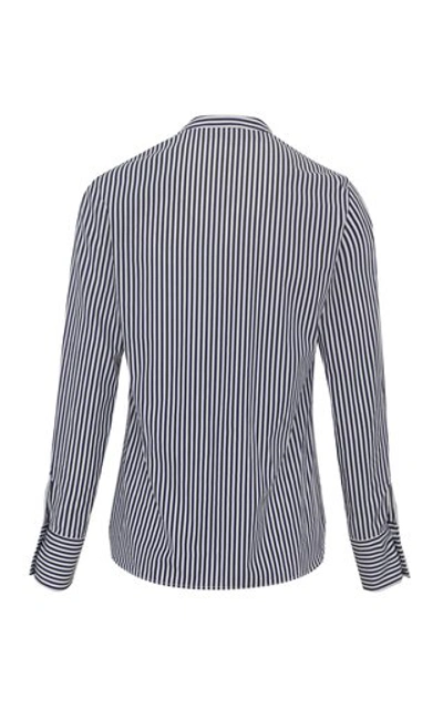 Shop Martin Grant Women's Banded-collar Striped Cotton Poplin Shirt