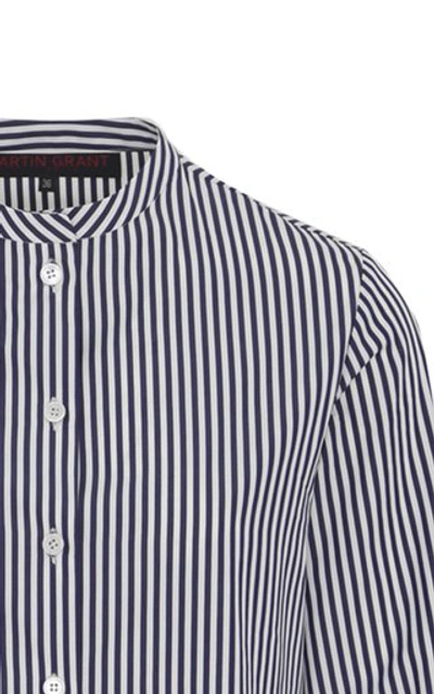 Shop Martin Grant Women's Banded-collar Striped Cotton Poplin Shirt