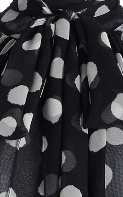 Shop Carolina Herrera Women's Polka Dot Tie-neck Silk Blouse In Black/white