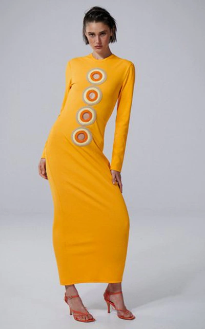 Shop Christopher Esber Women's Verner Disc Cutout Knit Dress In Yellow