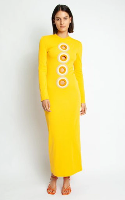 Shop Christopher Esber Women's Verner Disc Cutout Knit Dress In Yellow
