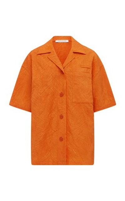 Shop Christopher Esber Palm Tree Wuilt Bahia Shirt In Orange