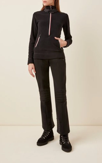Shop Moncler Women's Quilted Fleece Turtleneck Top In Black