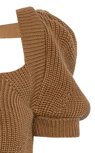 Shop Anna October Vera Tie-detailed Wool-blend Top In Neutral