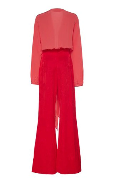 Shop Silvia Tcherassi Kalamary Tie-detailed Silk Jumpsuit In Red