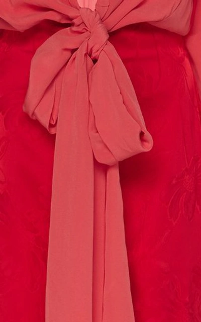 Shop Silvia Tcherassi Kalamary Tie-detailed Silk Jumpsuit In Red