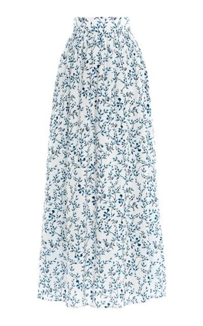Shop Agua By Agua Bendita Women's Tropic Acacias-print Linen Maxi Skirt In Blue