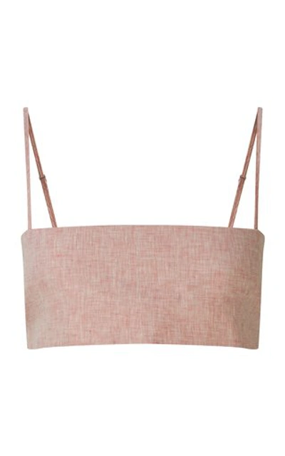 Shop Matthew Bruch Women's Structured Bandeau Linen Crop Top In Pink