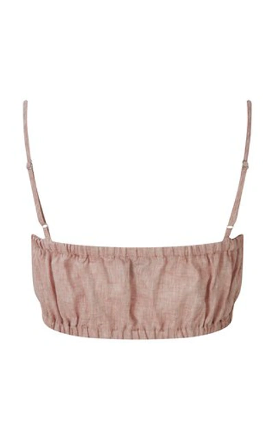 Shop Matthew Bruch Women's Structured Bandeau Linen Crop Top In Pink
