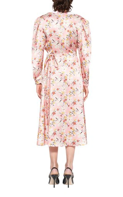 Miu Miu Sable Satin Dress With Floral Print In Floral