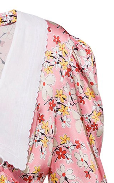 Shop Miu Miu Printed Satin Sable Dress In Floral