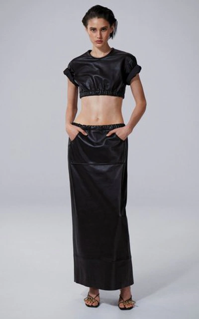 Shop Christopher Esber Cargo Leather Skirt In Black
