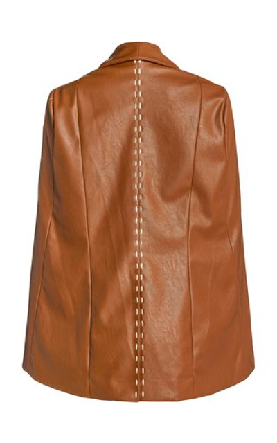 Shop Johanna Ortiz Compass Point Embroidered Vegan Leather Cape Jacket In Brown