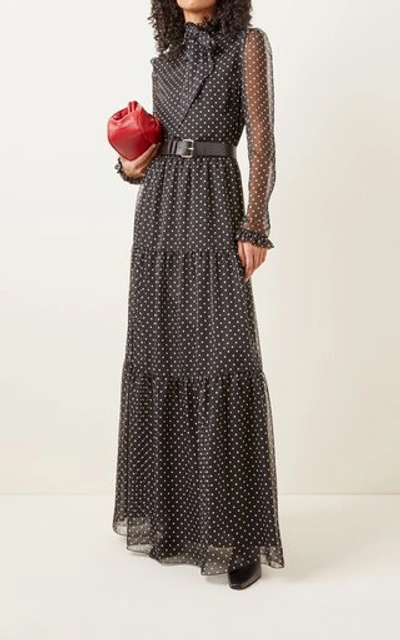 Shop Philosophy Di Lorenzo Serafini Women's Polka-dot Printed Chiffon Gown In Black