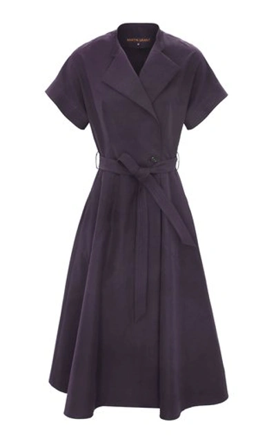 Shop Martin Grant Women's Belted Cotton Midi Wrap Dress In Navy