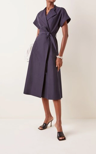 Shop Martin Grant Women's Belted Cotton Midi Wrap Dress In Navy