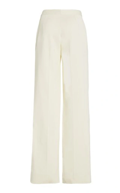 Shop Marina Moscone Women's Crepe Relaxed Straight-leg Trousers In White