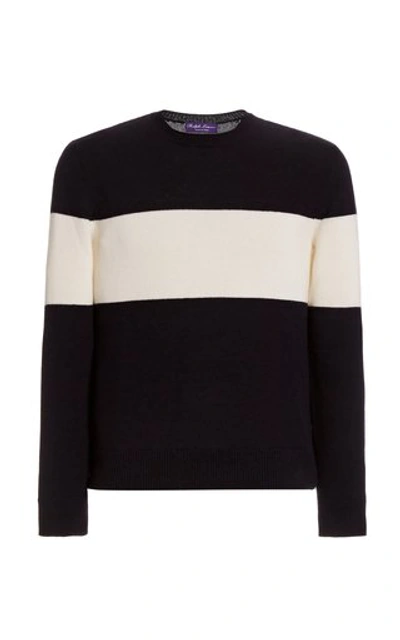 Shop Ralph Lauren Striped Cashmere Sweater In Navy