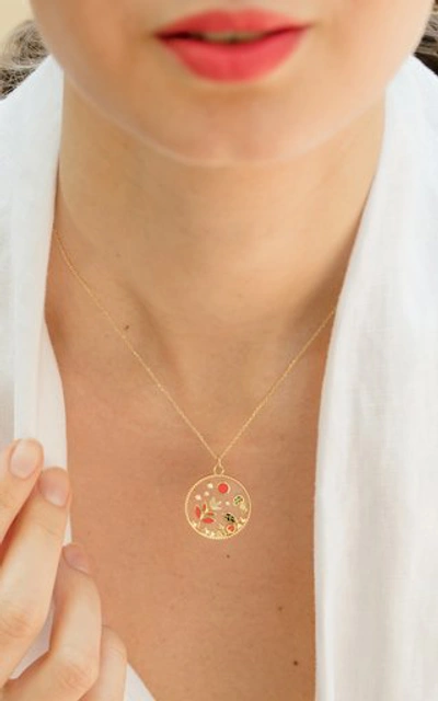 Shop L'atelier Nawbar Love Autumn 18k Yellow Gold Pendant Necklace In Orange