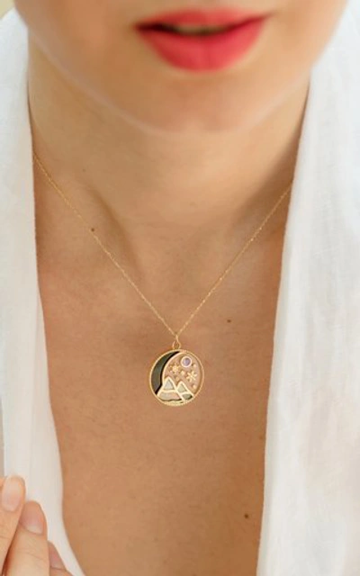 Shop L'atelier Nawbar Love Winter 18k Yellow Gold Pendant Necklace In White