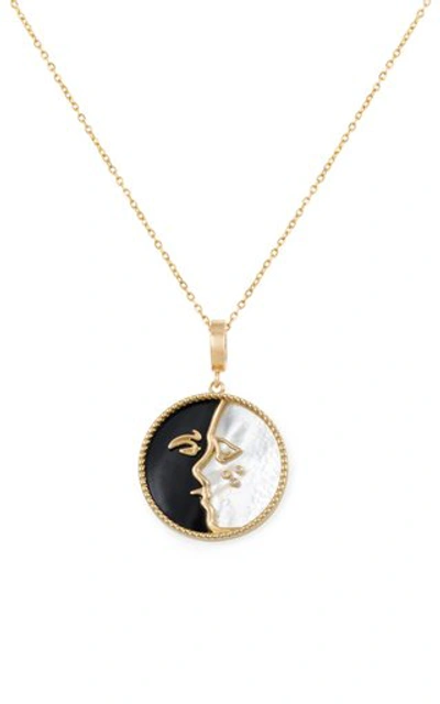 Shop L'atelier Nawbar The Kiss 18k Yellow Gold Pendant Necklace In White