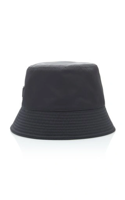 Prada Logo-embellished Shell Bucket Hat In Black