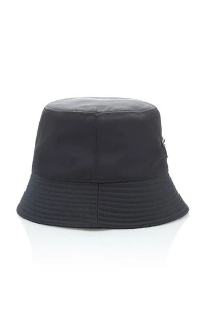 Prada Logo-embellished Shell Bucket Hat In Black