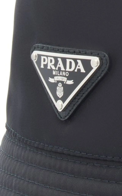Shop Prada Logo-embellished Shell Bucket Hat In Black