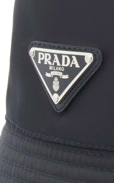 Prada Logo-embellished Shell Bucket Hat In Black