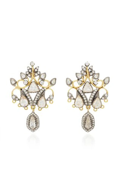 Shop Amrapali Women's 18k Black And Yellow Gold Diamond Earrings In White