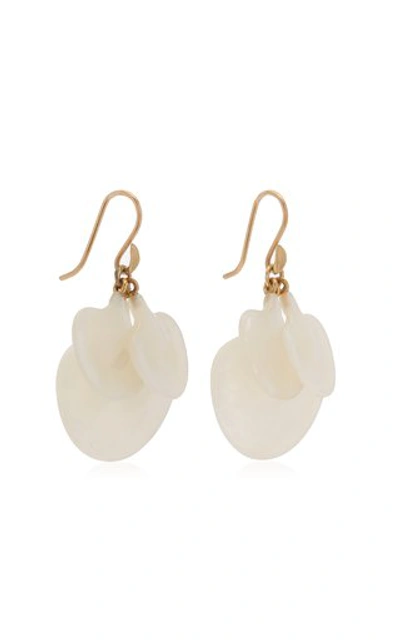 Shop Annette Ferdinandsen Women's Ginkgo Cluster 14k Yellow Gold Mother-of-pearl Earrings In White