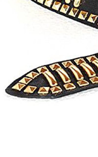 Shop Alberta Ferretti Gold-tone Studded Leather Waist Belt In Black