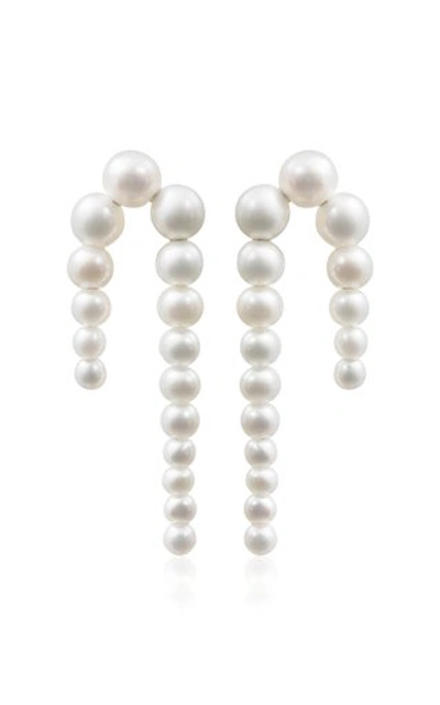 Shop Sophie Bille Brahe Petite Perle Nuit Earrings In White