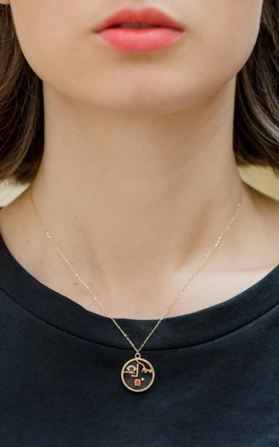 Shop L'atelier Nawbar Face It 18k Yellow Gold Pendant Necklace In Black