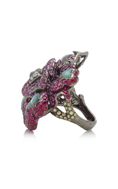 Shop Wendy Yue Women's Wild Garden 18k White Gold Multi-stone Ring In Pink