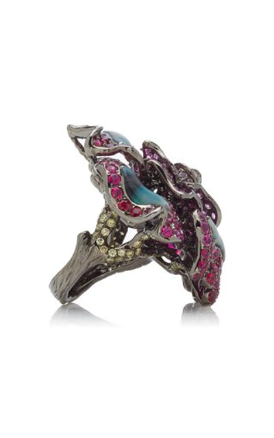 Shop Wendy Yue Women's Wild Garden 18k White Gold Multi-stone Ring In Pink