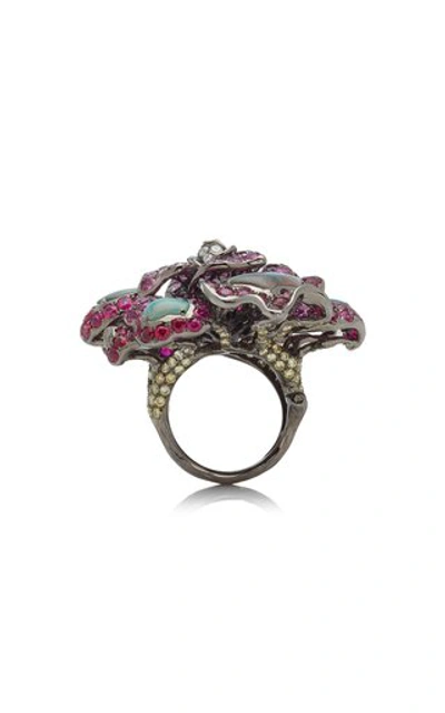 Shop Wendy Yue Women's Wild Garden 18k White Gold Multi-stone Ring In Pink