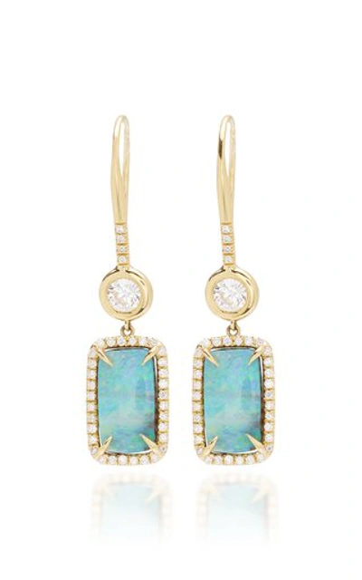 Shop Octavia Elizabeth Women's 18k Gold Opal Diamond Drop Earrings In Blue