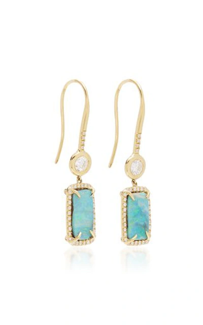 Shop Octavia Elizabeth Women's 18k Gold Opal Diamond Drop Earrings In Blue