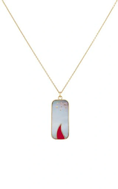 Shop L'atelier Nawbar Elements Of Love 18k Yellow Gold Fire Pendant Necklace In Grey