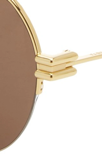 Shop Bottega Veneta Oversized Aviator Gold-tone Sunglasses In Brown