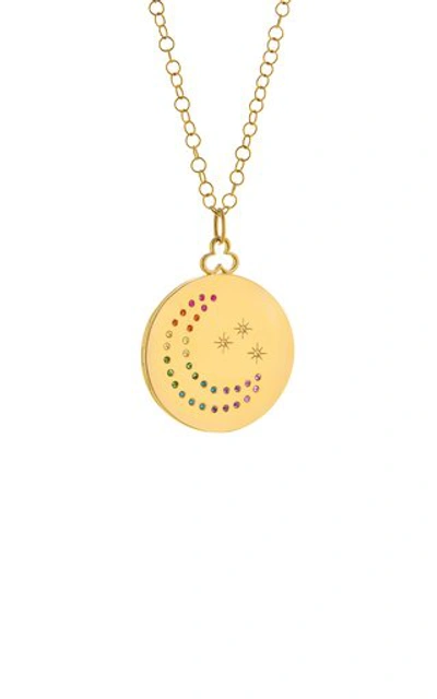 Shop Devon Woodhill Women's Large Moon And Stars 18k Yellow Gold Sapphire Locket Necklace